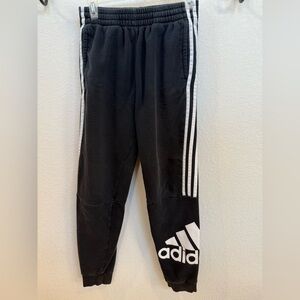 Adidas Kids Black Joggers with White Stripes